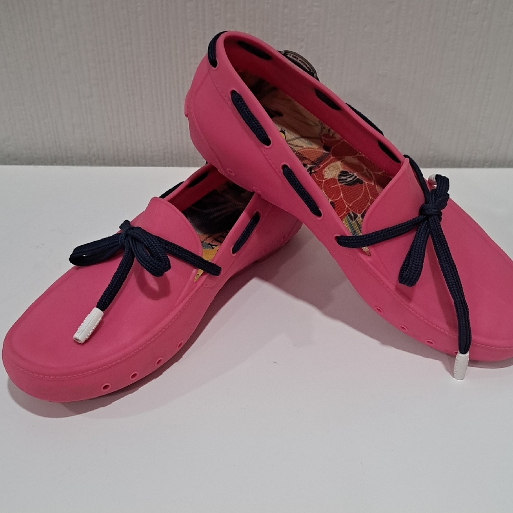 Lemon Jelly Women’s Pink Casual Slip-On Loafers with Navy Laces